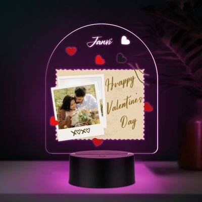 Personalized Happy Valentines Day LED Night Lamp with Automatic Color Changing Light Valentines Day Gift for Boyfriend, Girlfriend, Husband Wife
